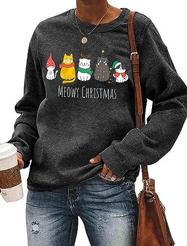 Christmas Sweatshirts For Women Cute Cat Shirts Ugly Christmas Shirt Funny Xmas Long Sleeve Holiday Pullover Tops 1 Christmas Sweatshirts For Women Cute Cat Shirts Ugly Christmas Shirt Funny Xmas Long Sleeve Holiday Pullover Tops