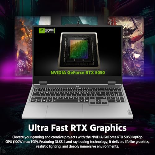 Image of Lenovo LOQ 17.3 inch FHD 165Hz Gaming Laptop, NVIDIA GeForce RTX 5050 8GB GDDR7, Intel i5-13450HX, 64GB DDR5, 5TB Storage (4TB SSD & 1TB Docking Station Set), Backlit Keyboard, Wi-Fi 6, Win 11 Pro, Gray
