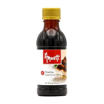 Amoretti - Tiramisu Compound 8 oz - Natural Flavors, Shelf Stable Even After Opening, Certified Kosher, TTB Approved, Perfect for Baking Applications & Beverages