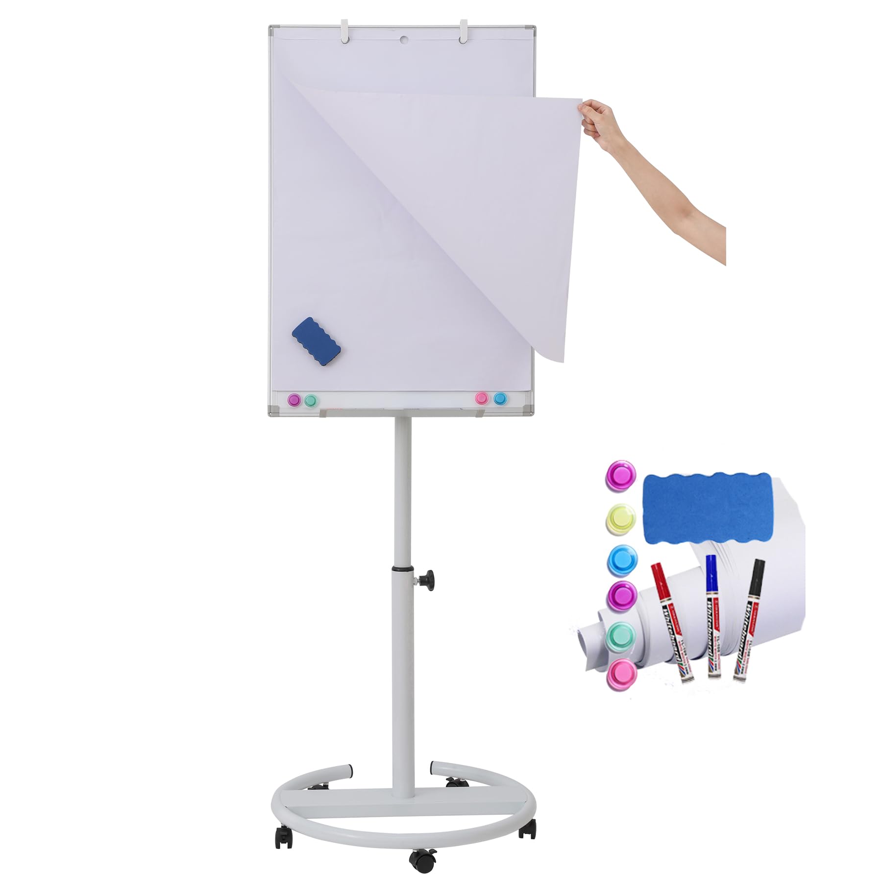 Photo 1 of Mobile Whiteboard on Wheels, Rolling Magnetic Dry Erase Easel, 36 x 24 Inch
