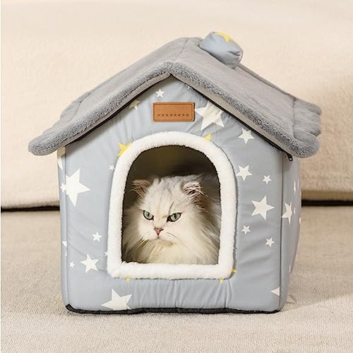 Tuole Foldable Dog House Kennel Bed Mat For Small Medium Dogs Cats,Winter Warm Cat Nest Puppy Cave Sofa Pet Products (Light Gray, L) #TOP5