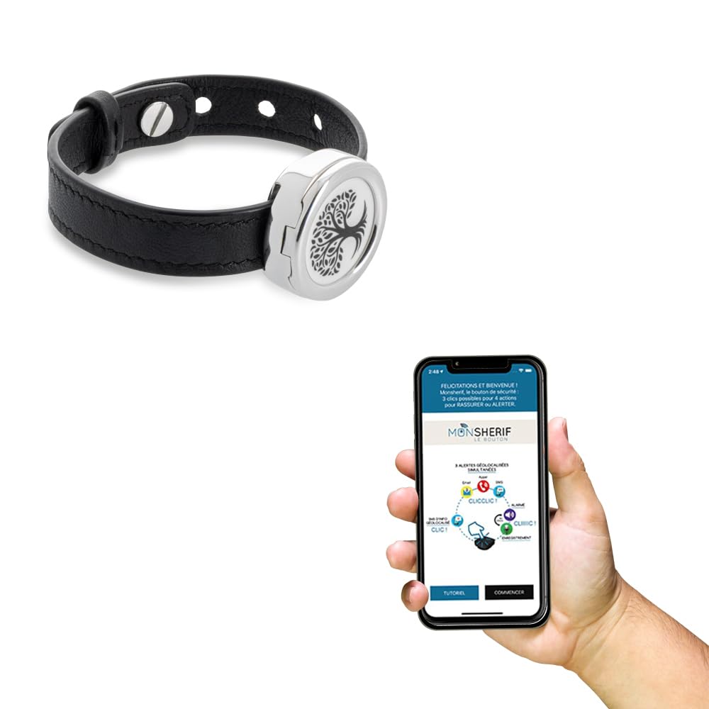 Bouton d'alerte MONSHERIF + Bracelet : L’Alliance Parfaite Entre élégance et sécurité, Un Bijou connecté Discret offrant Une Protection Efficace et immédiate au Quotidien