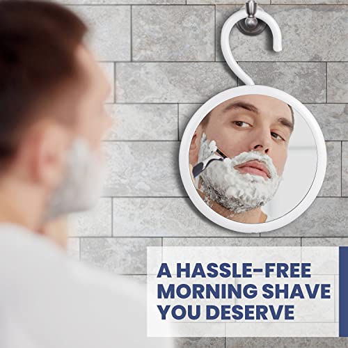 Mirrorvana Hangable Round Fogless Shower Shaving Mirror With 360° Swivel Rotatable Hook For Hanging And Bonus Anti-Fog Spray - Anti Fog Shatterproof Surface 6.7" Diameter #TOP6