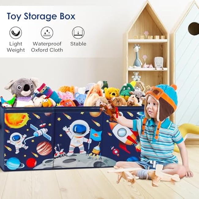 Large Toy Box Chest Organizer with Flip Lid for Kids, Collapsible Oxford Toy Storage Box with Handles for Boys Girls, Sturdy Waterproof Storage Organizer for Bedroom Playroom Nursery, 37.7¡Á12.5¡Á15.7''