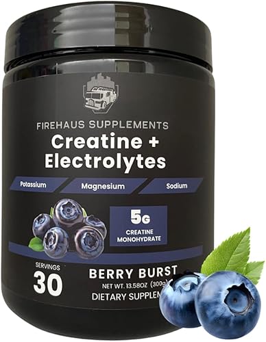 FireHaus Creatina + electrolitos - Fuerza, hidratación y recuperación para bomberos  0.18 oz de creatina monohidrato en polvo, potasio, magnesio y