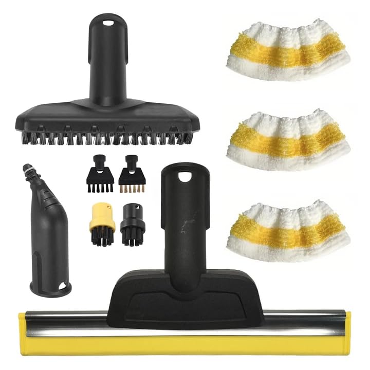 10 Piezas Accesorios de Limpiadores a Vapor Para Kärcher Sc1 Sc2 Sc3 Sc4 Sc5, Juego de Cepillos para Limpiadores a Vapor, Que Incluye Boquilla Curva, Limpiacristales y PañO de Microfibra