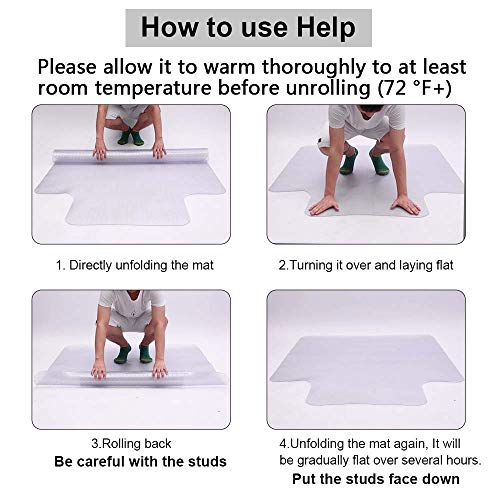 image for AiBOB Chair Mat for Low Pile Carpet, 53 X 45 inches, Flat Without Curl