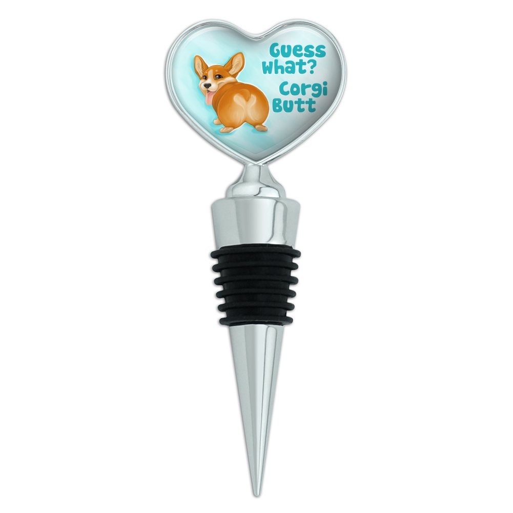 Guess What Corgi Butt Funny Joke Heart Love Wine Bottle Stopper