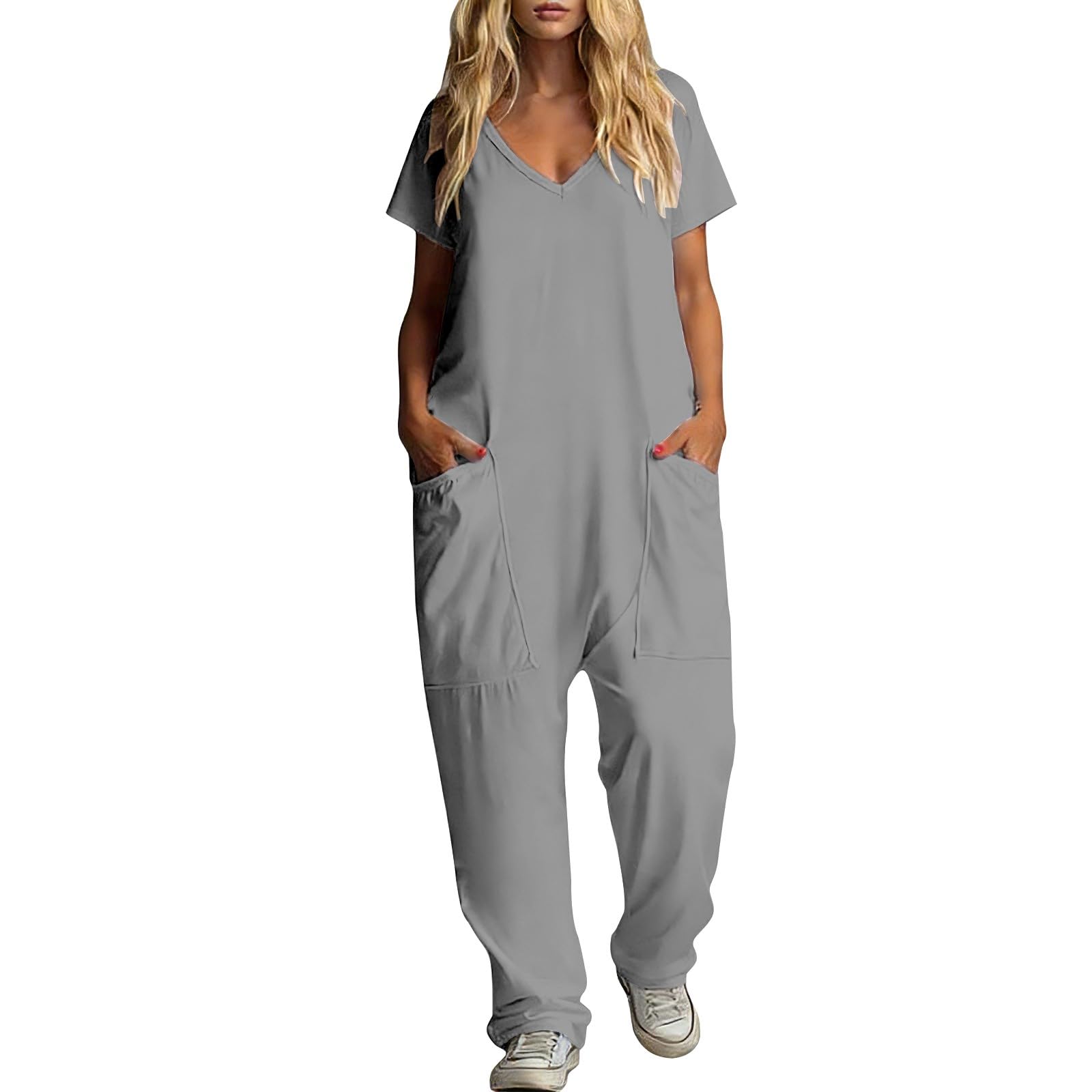 Tuta da donna taglie forti, tuta a gamba larga, con pantaloni