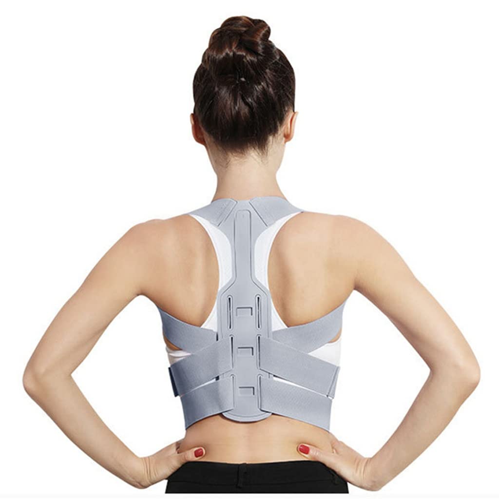 Cinturón de soporte ortopédico Corrector de postura de espalda ajustable Clavícula Columna vertebral Espalda Hombro Corsé de corrección de postura lumbar para postura (color: gris2, tamaño: L) Hecho a