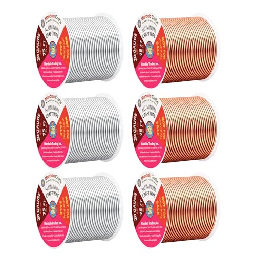 Image of Mandala Crafts 20 GA Copper Silver Tone Combo Anodized Aluminum Craft Wire | 450 FT, Colored, Flexible, Bendable for Bonsai Armature Sculpting Wire Wrapping Jewelry Making, Weather & Tarnish Resistant