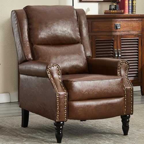 INZOY Push Back Recliner Chair Faux Leather, Pushback Reclining Chair