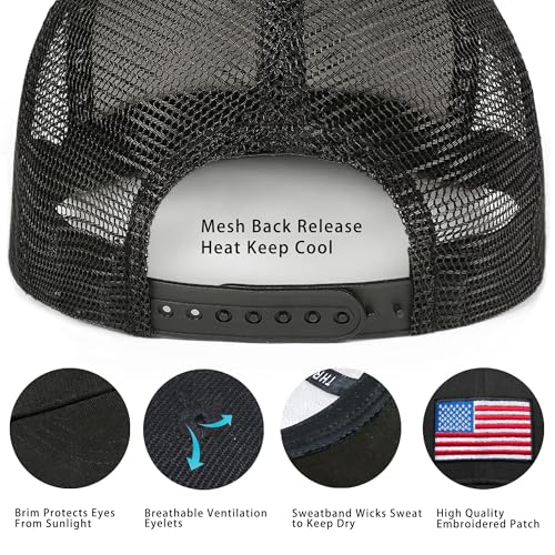 Image of Adjustable State Flag Trucker Hat Mesh Baseball Cap with Embroidered Patch for Men Women