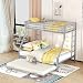 Litera de metal con cama nido extensible con escalera en ambos lados para niños, adolescentes y adultos, fácil de montar (gris plateado)