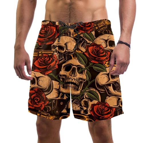 Maillot de bain séchage rapide short homme crâne rose anti-humidité