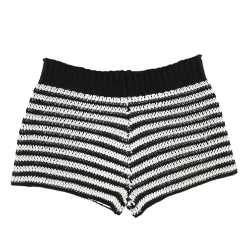 Short en tricot rayé femme taille basse et coupe ajustée pour l'automne