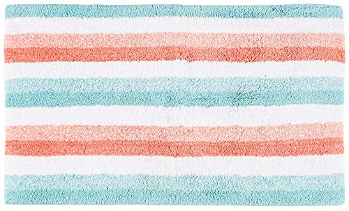 Caro Home 21x34 Striped Bathmat 21'' X 34'' Aqua/Coral
