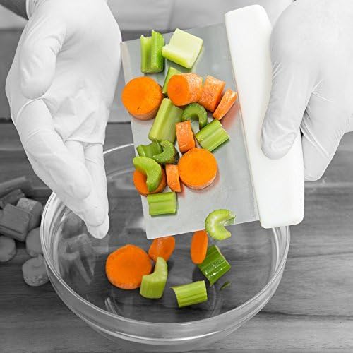 6 x 4-Inch Bench Scraper with White Handle by Tezzorio, Stainless Steel Dough Scraper/Pastry Scraper and Cutter