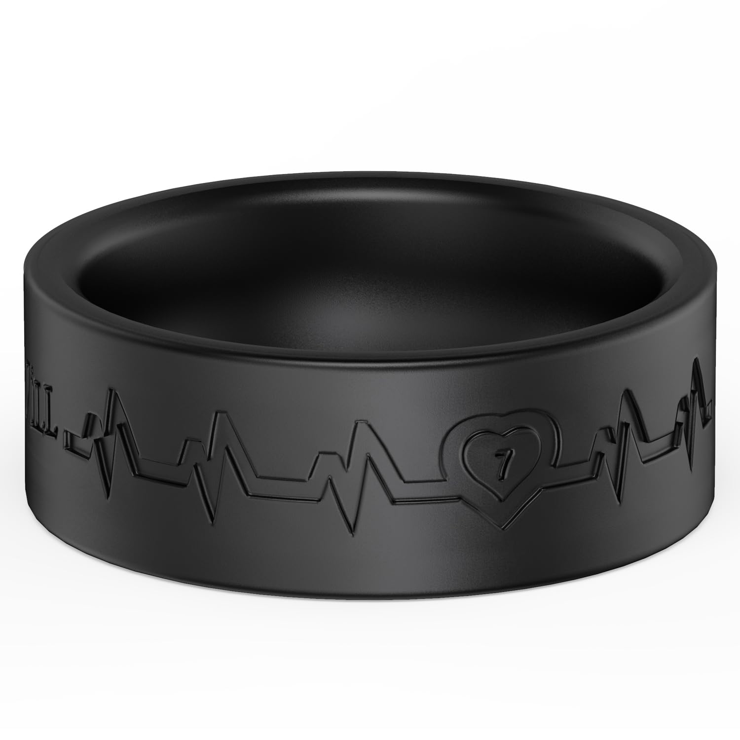King Will Anelli in silicone per uomini e donne, fedi nuziali in gomma, motivo unico, larghezza 8 mm, spessore 2,2 mm, anello comodo, nero e bianco