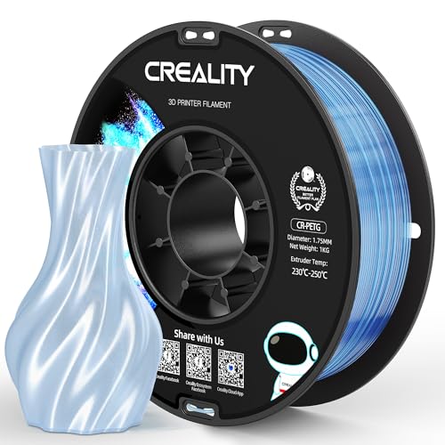 Image of Official Creality PETG 3D Printer Filament 1.75mm 1KG (2.2lbs), High Precision, Strong Toughness, Odorless, Better Flow, Moistureproof 3D Printing CR PETG Filament, Translucent Light Blue