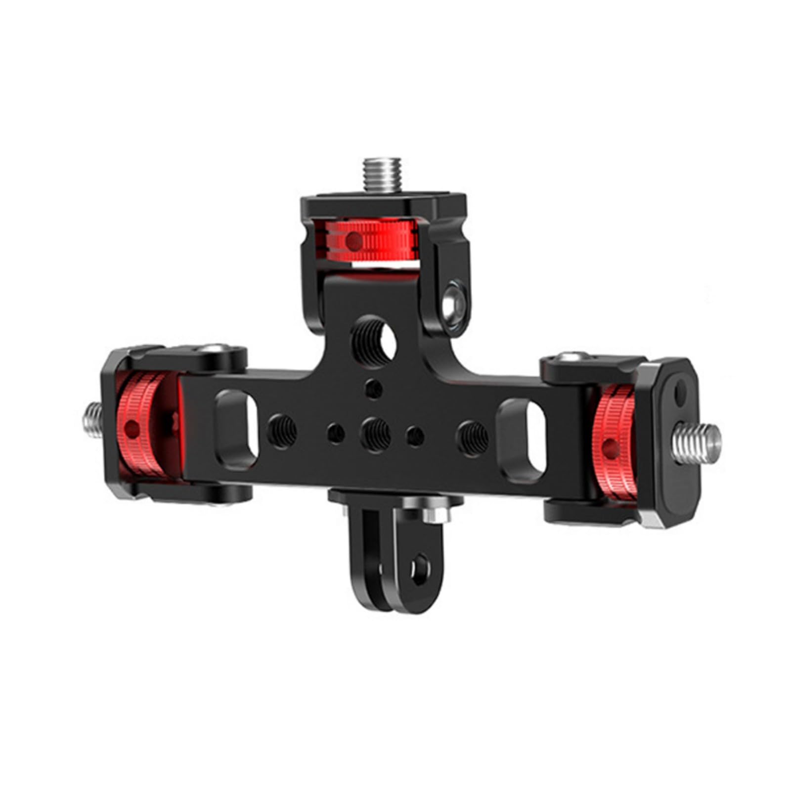 Adjustable Triple Mount Stand Aluminum 1/4inch for Action Camera Phone LED Tripod Live Stream Selfie Stick Holder Aluminum Camera Adapter Stand