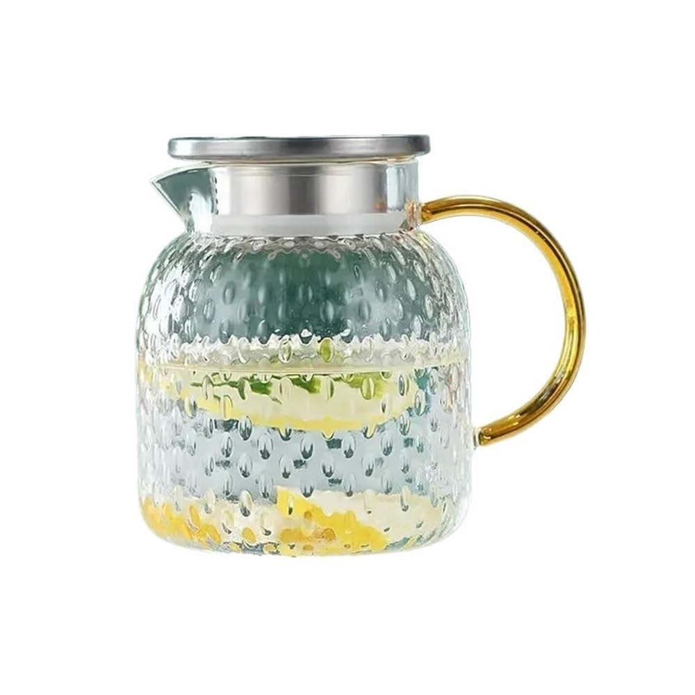 MYUYEE Water Carafe Glass Water Pitcher With Filter Lid And Pouring Spout Heat Resistant Glass Carafe For Hot Cold Beverages Homemade Ice Tea Bottle Water Jugs (1L)
