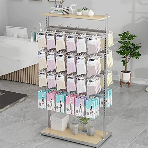 Retail Shelves Clothing Store Display Fixture, Mall Exhibition Accessory Organizer Rack With Hooks, Garment Hanger Floorstanding Jewelry Holder Keyring Shelf Sock Storage Stand, Closet Tension Rod #TOP19