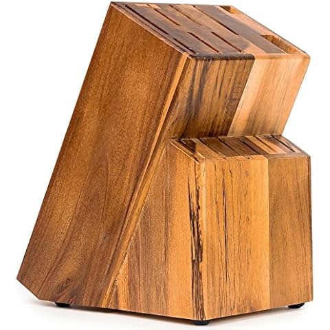 Coninx Knife Block RubberWood - Safe & Easy Universal Knife Block Solution - Convenient and Secure Knife Block Without Knives to Save Space and Find Your Knives Easily Cover