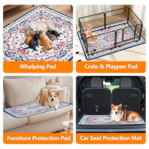 Image of Mozin Washable Pee Pads for Dogs, 2 Pack Super Absorbent Reusable Puppy Pads Waterproof, Leak-Proof & Non-Slip Whelping Pad for Potty Training, Playpens, Crates, Floors, Beds, and Couches 18 inchx24 inch