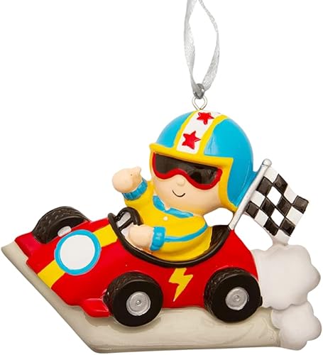 Miniatura 8 de Adorno personalizado para árbol de Navidad, auto de carreras rojo, adorno artesanal personalizado para decoración de recuerdo para niños,