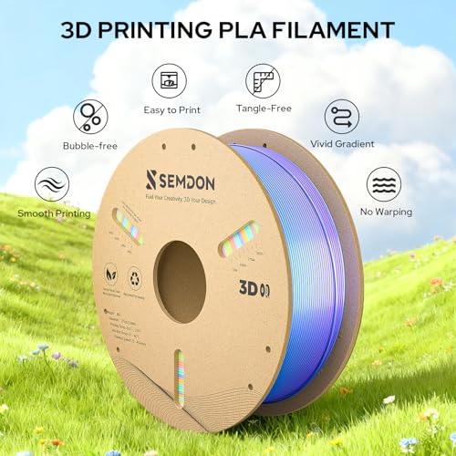 Image of PLA Filament 1.75mm, Silk Pla 3D Printer Filament Rainbow PLA 1kg, Dimensional Accuracy + /-0.02mm, 2.2lbs /Spool