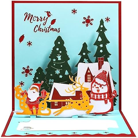 GREETING ART Snowman Pop Up Card,Reindeer Pop Up Christmas Card, Christmas Pop Up Cards,Holiday Pop Up Card,Merry Christmas Card,Holiday Greeting Card,Winter Cards Cover