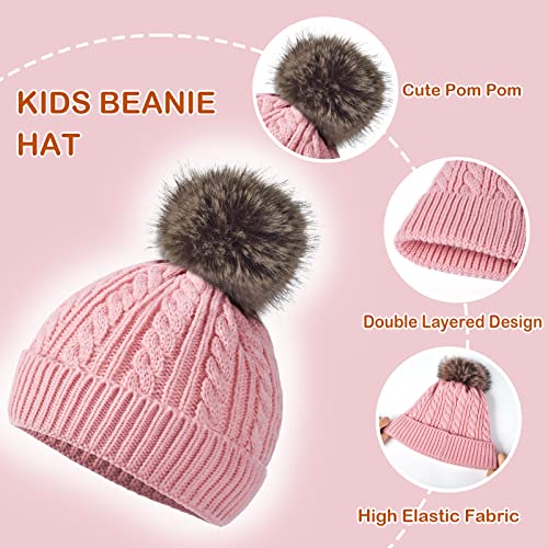 Kids Hat Gloves Scarf Set for Girls Boys 1-12 Years Old Winter Warm Fleece Lined3