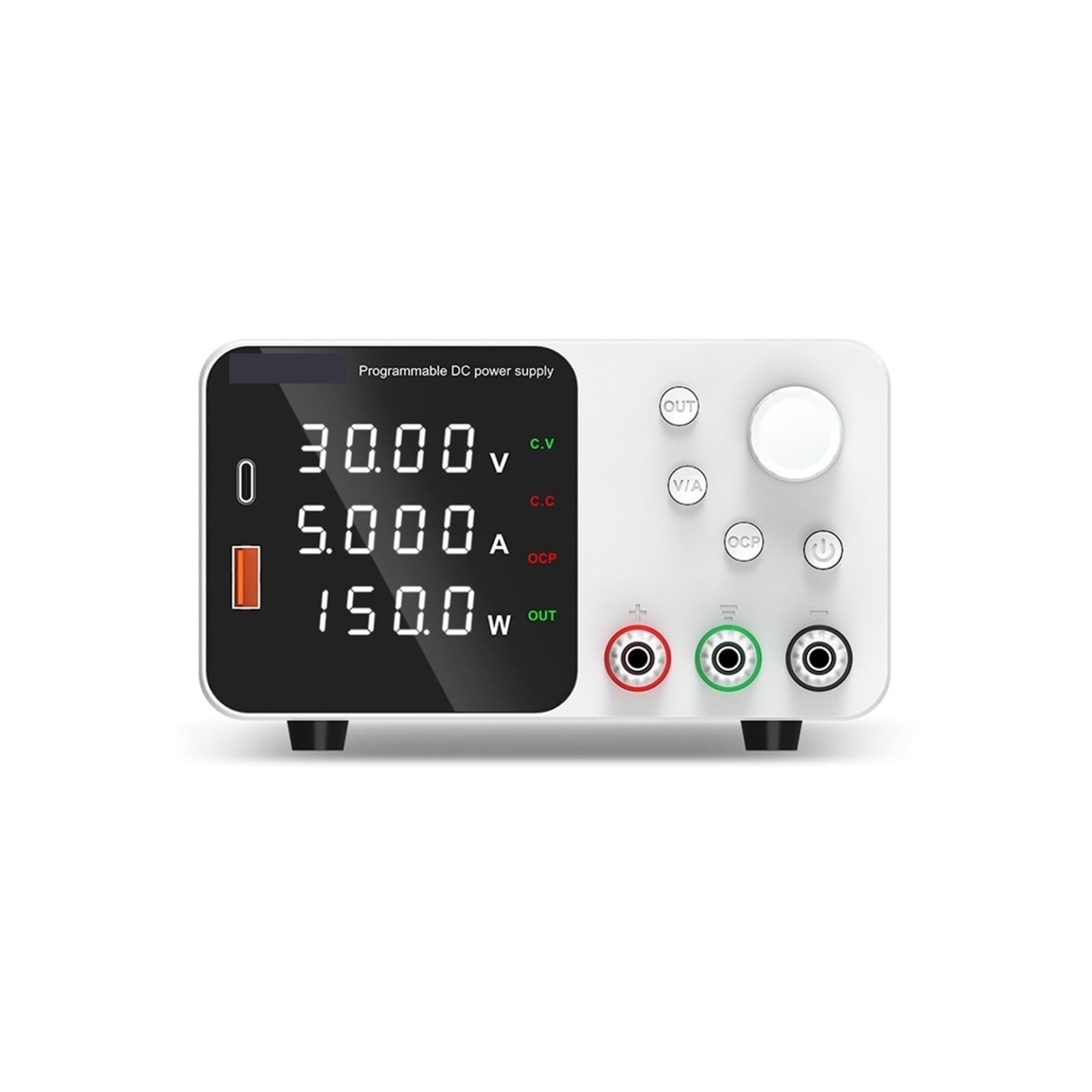 Fuente de alimentación variable, Fuente De Alimentación Laboratorio 30V 10A Con Carga Rápida USB Corriente Voltaje Regulable 5A 60V 120V 3A CC(TPS3010 White)