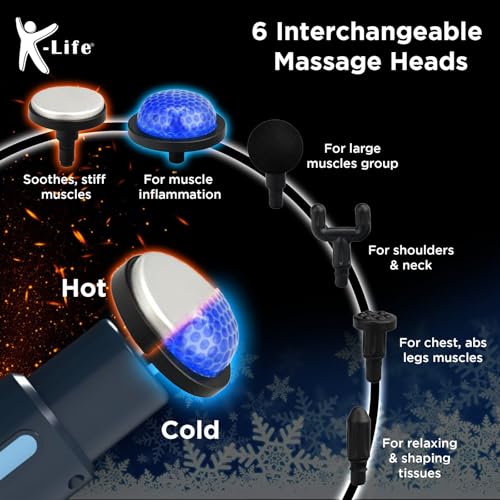 Image of K-life TruRelief Massage Gun For Full Body Neck, Shoulder, Back, Foot Handheld Machine Deep Tissue Muscle Massager Relaxation Pain Relief with Hot & Cold Therapy
