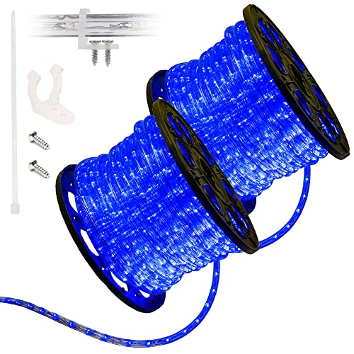 Wyzworks 300Ft Led Rope Lights, Connectable Waterproof Permanent Outdoor W/Flexible Clear Pvc Tube, Etl Certified, Christmas Trees Holiday Decorative Landscape Backyard Patio Lighting - Blue #TOP11