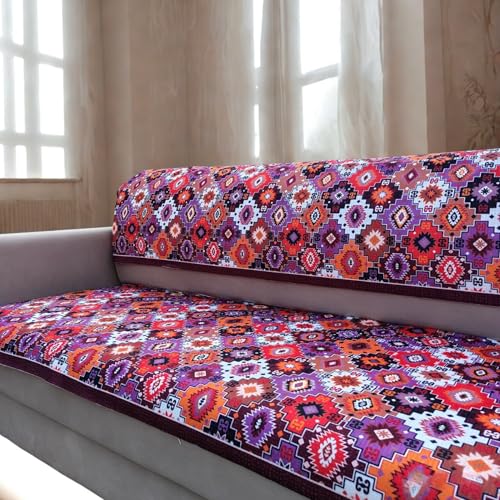 Image of Homerz 'Brooklyn Series' Premium Sofa Cover | Quilted Floral Design | Non-Slip Washable Sofa Protector | Soft Anti Slip Fabric (sczcs, 2 Seater, Seat Cover with Backrest)