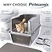 XXL Stainless Steel Litter Box with Lid 30L Capacity 16