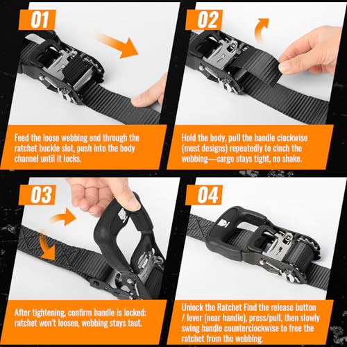 WynWerth Retractable Ratchet Straps 4 Pack