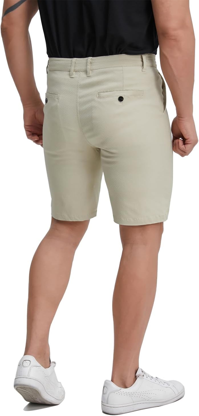 ALLELMS Mens Shorts Slim Fit Stretch 9 Inch Inseam Chino Golf Shorts Pants