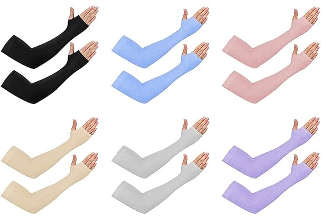 TENDSY UV Protection Cooling Arm Sleeves for Men & Women for Bike Riding/Running/Outdoor Activities (Combo of 6 Pairs, Free size, Multicolor-D12)