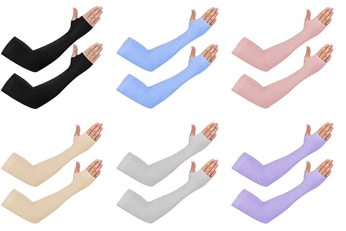 TENDSY UV Protection Cooling Arm Sleeves for Men & Women for Bike Riding/Running/Outdoor Activities (Combo of 6 Pairs, Free size, Multicolor-D12)-picture-22