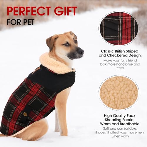 CITÉTOILE Warme Hundemantel Fleece, Wintermantel Winterjacken für Kleine/Große/Mittlere Hunde, Hundejacke Hundekleidung Hundepullover mit Geschirrloch für Outdoor Indoor, Rot, M