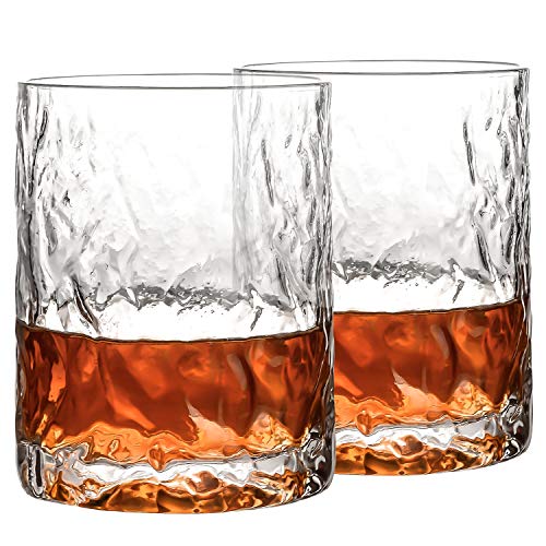 Whiskey Glasses Set of 2 - Funny Birthday Gifts for Men,Dad,Grandpa - Hand Blown Crystal - Premium Rocks Glasses - Perfect for Scotch, Bourbon and Old Fashioned Cocktails