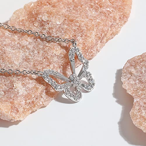 Butterfly Necklace - Rhinestone Pendant Necklaces for Women Butterflies Charm Jewelry for Valentine's Day Women Teen Girl Party Statement Dress Sweater Anniversary3