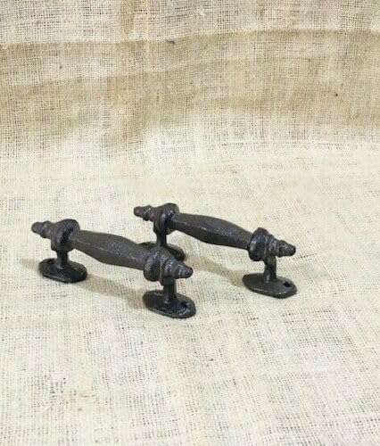 Vintage 2 HANDLES RUSTIC CAST IRON ANTIQUE STYLE BARN GATE PULLS DRAWER DOOR SHED FENCE