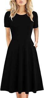 Women's Elegant Vintage Cotton Casual Floral Print Work Party A-Line Swing Dress with Pockets 162