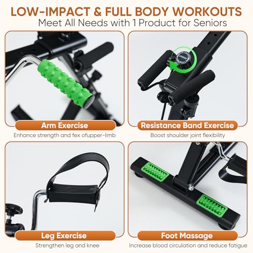 ZIDAFIT Pedal Exerciser Bike for Seniors, Hand and Leg Exercise Equipment for Knee and Arm Rehab, Stroke Recovery, Total Body Home Workout, Great Gift for Elderly Physical Therapy