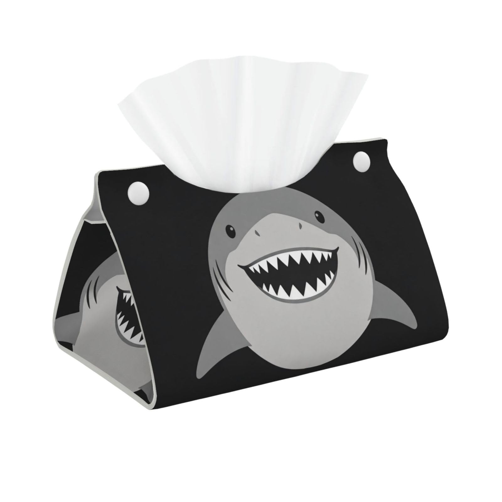 Shark Smile Long Leather Tissue Box Cover-Waterproof PU Leather Tissue Holder for Bathroom, Decorative Rectangular Tissue Case