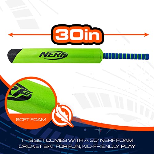 Nerf Foam Cricket Set - Full Starter Cricket Set With 30" Foam Cricket Bat, (2) Foam Balls + (3) Plastic Wickets - Perfect For Adults, Kids + Beginners - Full Foam Cricket Set #TOP3